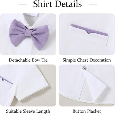 SANMIO Boy Suits Colorful Wedding Outfits Short Sleeve Shirt+Bow Tie+Suspender Pants 6-10Y Teen Boys Dresswear Clothes in Saudi Arabia