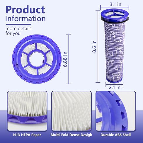 بديل لـ Dyson DC41 DC65 DC66 UP13 UP20، مكانس كهربائية متعددة الأرضيات والكرة، يستبدل الجزء # 920769-01 و920640-01 (فلتر ما بعد المحرك والمحرك المسبق) in Kuwait