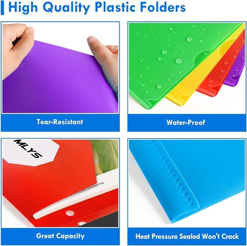 36 حزمة من مجلدي الجيب مع جيب أمامي شفاف و3 فتحات ثقب، مجلد بلاستيكي لـ 3 مجلدات حلقية، مجموعة مجلدات شديدة التحمل للورق بحجم الحروف، مجلدات متعددة الألوان للوازم المدرسة والمكتب in Kuwait