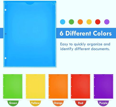 36 حزمة من مجلدي الجيب مع جيب أمامي شفاف و3 فتحات ثقب، مجلد بلاستيكي لـ 3 مجلدات حلقية، مجموعة مجلدات شديدة التحمل للورق بحجم الحروف، مجلدات متعددة الألوان للوازم المدرسة والمكتب in Kuwait