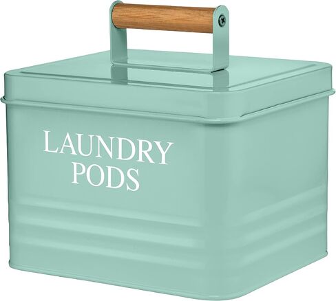 Calindiana Modern Farmhouse Metal Laundry Pods Holder Container with Lid for Laundry Room Decor and Accessories and Space Saving Organization and Storage, Holds 81 Laundry Pods, Black in Saudi Arabia
