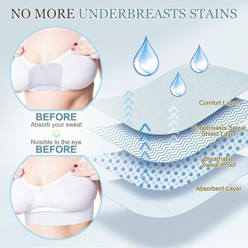 100 قطعة من بطانات العرق لحمالة الصدر للاستعمال مرة واحدة تحت الثدي، وسادات ممتصة للعرق للنساء، طفح العرق (أبيض) in Kuwait