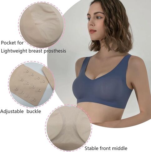 Seamless Mastectomy Bra Post surgery Bra with Pockets for Breast prosthesis Breast form Bralette Daily Bra BG38/XL in Saudi Arabia
