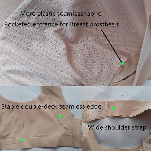 Seamless Mastectomy Bra Post surgery Bra with Pockets for Breast prosthesis Breast form Bralette Daily Bra BG38/XL in Saudi Arabia