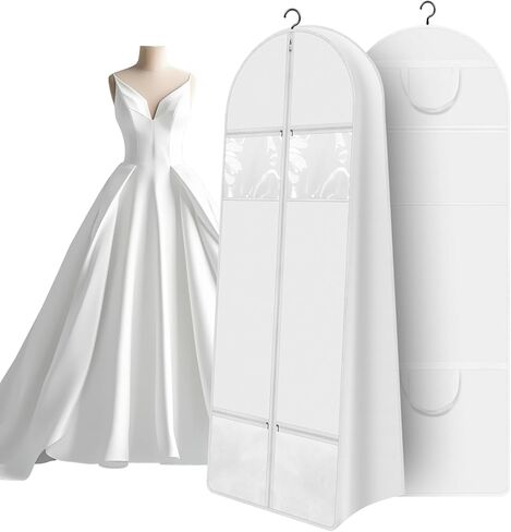 68" Portable Wedding Dress Garment Bag with 10'' gusseted and Accessory Pockets, Heavy Duty Waterproof Hanging Dress Bag with Handles for Wedding Dress, Long Costume Dresses, Ballgowns in Saudi Arabia