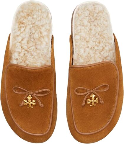 حذاء Tory Burch Charm Shearling Mule، جلد سويدي شيرلينغ، كراميل محمص (9 M US، رقمي_9) in Saudi Arabia