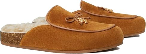 حذاء Tory Burch Charm Shearling Mule، جلد سويدي شيرلينغ، كراميل محمص (9 M US، رقمي_9) in Saudi Arabia