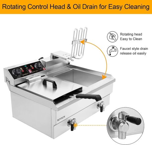 ROVSUN 12.5QT/11.8L Electric Deep Fryer w/Frying Basket, Timer, Drain, & Lid, Commercial Countertop Single Tank Frying Machine, Adjustable Temperature, for French Fries Donuts Onion Rings, 1700W 110V in Saudi Arabia