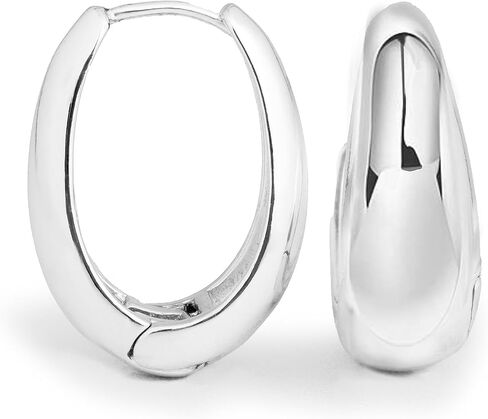 Altitude Boutique 18K Small Chunky Gold Hoops | Thick Oval Tube Earrings | Lightweight, Hypoallergenic Open Hoop Earrings For Women in Kuwait