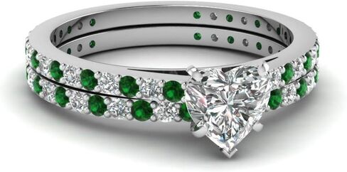 Choose Your Gemstone Classic Delicate Diamond CZ Wedding Set sterling silver Heart Shape Wedding Ring Sets Ornaments Surprise for Wife Symbol of Love Clarity Comfortable US Size 4 to 12 in Saudi Arabia