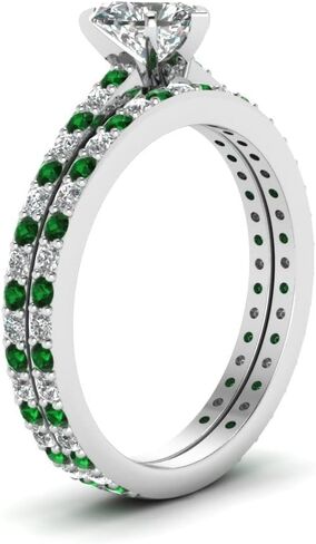 Choose Your Gemstone Classic Delicate Diamond CZ Wedding Set sterling silver Heart Shape Wedding Ring Sets Ornaments Surprise for Wife Symbol of Love Clarity Comfortable US Size 4 to 12 in Saudi Arabia