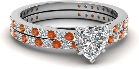 Choose Your Gemstone Classic Delicate Diamond CZ Wedding Set sterling silver Heart Shape Wedding Ring Sets Ornaments Surprise for Wife Symbol of Love Clarity Comfortable US Size 4 to 12 in Saudi Arabia
