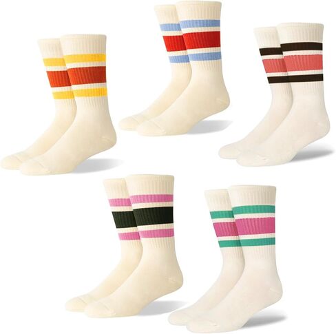 Funny Novelty Socks For Women Striped Retro Crew Socks Sporty Mid Calf Socks Casual Cotton Socks Women in Saudi Arabia