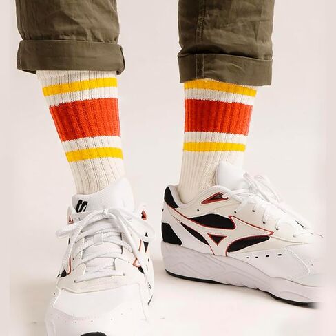 Funny Novelty Socks For Women Striped Retro Crew Socks Sporty Mid Calf Socks Casual Cotton Socks Women in Saudi Arabia