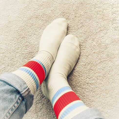Funny Novelty Socks For Women Striped Retro Crew Socks Sporty Mid Calf Socks Casual Cotton Socks Women in Saudi Arabia