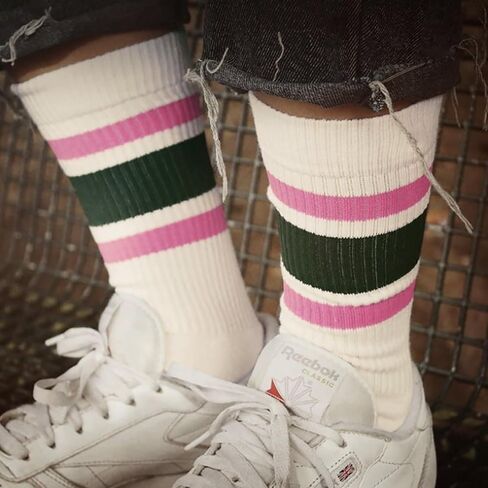 Funny Novelty Socks For Women Striped Retro Crew Socks Sporty Mid Calf Socks Casual Cotton Socks Women in Saudi Arabia