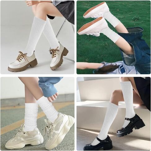 2 Pairs Slouch Socks for Women Men Scrunch Knee High Socks Crew Boot Socks Tube Long Slouchy Socks Pack Size 6-11 in Saudi Arabia