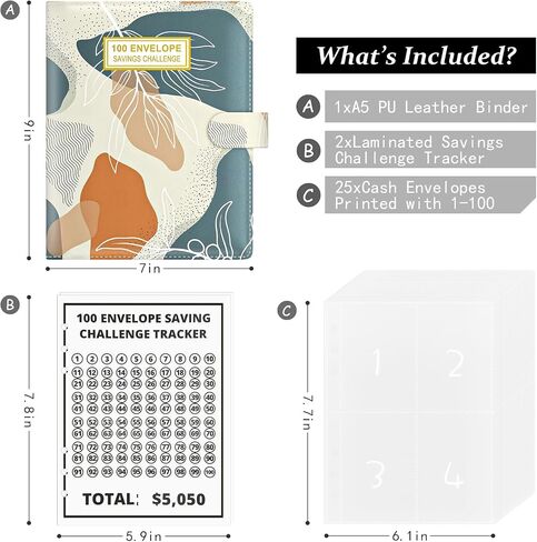 Rnivvi 100 Envelopes Money Saving Challenge Budget Binder, A5 Challenges Book with Cash Envelopes & Laminated Tracker, Cute Envelope Binder Kit for Women Men, Budgeting Planner to Save $5,050, White in Saudi Arabia