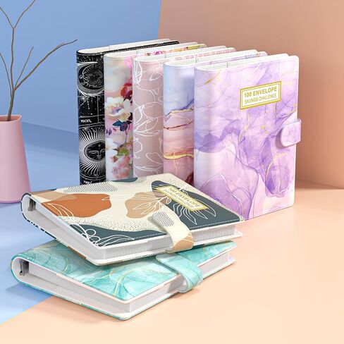 Rnivvi 100 Envelopes Money Saving Challenge Budget Binder, A5 Challenges Book with Cash Envelopes & Laminated Tracker, Cute Envelope Binder Kit for Women Men, Budgeting Planner to Save $5,050, White in Saudi Arabia