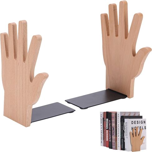 Wood Book Ends for Shelves, 2 in 1 Bookends and Simple Bookshelf Placed on The Table,Pack of 1 Pair Office Book Stand in Saudi Arabia