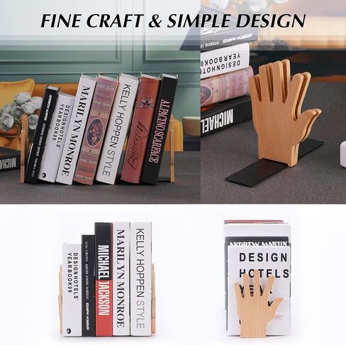 Wood Book Ends for Shelves, 2 in 1 Bookends and Simple Bookshelf Placed on The Table,Pack of 1 Pair Office Book Stand in Saudi Arabia