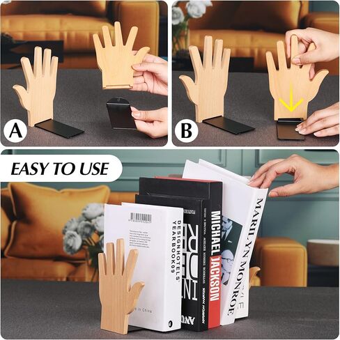 Wood Book Ends for Shelves, 2 in 1 Bookends and Simple Bookshelf Placed on The Table,Pack of 1 Pair Office Book Stand in Saudi Arabia