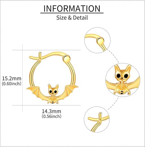 14k Soild Gold Hoop Earrings Cute Hugging Earrings Real Gold Dainty Gifts For Women Girls Halloween Christmas Gift in Kuwait