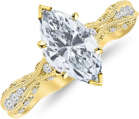 0.62 Ctw 14K White Gold Channel Set Eternity Curving Marquise Cut Diamond Engagement Ring (0.37 Ct G Color SI1 Clarity Center Stone) in Saudi Arabia