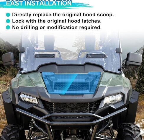غطاء محرك السيارة مغرفة لسيارة Honda Pioneer 700 2P 4P 2014+، غطاء غطاء المحرك الأمامي مع مجموعة مدخل هواء شبكية لملحقات Honda Pioneer 700-2 700-4 2014-2024 in Saudi Arabia