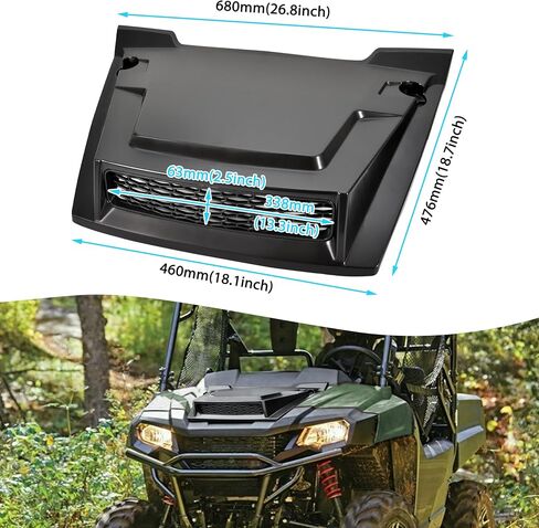 غطاء محرك السيارة مغرفة لسيارة Honda Pioneer 700 2P 4P 2014+، غطاء غطاء المحرك الأمامي مع مجموعة مدخل هواء شبكية لملحقات Honda Pioneer 700-2 700-4 2014-2024 in Saudi Arabia