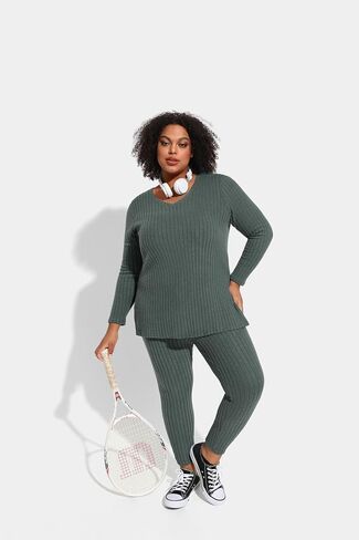 RITERA Plus Size Track Suits for Women 2 Piece Long Sleeve Sweatsuits Knit Pullover Tracksuits Ribbed Pajamas XL-5XL in Saudi Arabia