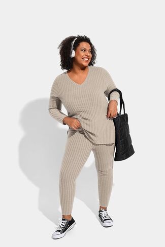 RITERA Plus Size Track Suits for Women 2 Piece Long Sleeve Sweatsuits Knit Pullover Tracksuits Ribbed Pajamas XL-5XL in Saudi Arabia