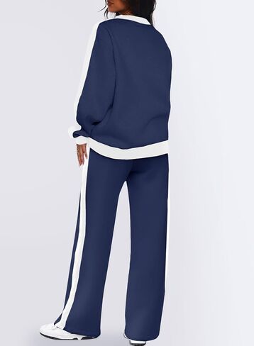 Herseas Women 2 Piece Outfits Color Block Sweatsuit Casual Fleece Lounge Matching Sets in Saudi Arabia
