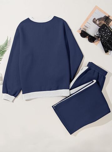Herseas Women 2 Piece Outfits Color Block Sweatsuit Casual Fleece Lounge Matching Sets in Saudi Arabia