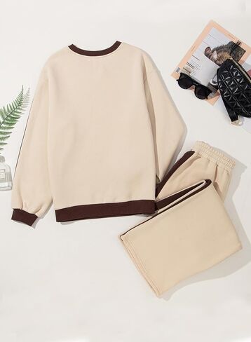 Herseas Women 2 Piece Outfits Color Block Sweatsuit Casual Fleece Lounge Matching Sets in Saudi Arabia