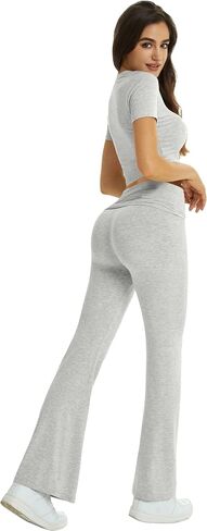 Two Piece Lounge Sets for Women Fold Over Flare Pants Short Sleeve Crop Top Y2k Outfits Matching Set Tracksuit in Saudi Arabia