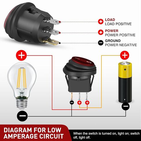 Nilight 5 قطع مقاومة للماء مستديرة الروك تبديل أحمر LED التبديل 12 فولت 20 أمبير 3 دبوس تشغيل SPST لسيارة شاحنة قارب البحرية السيارات RV مع أسلاك طرفية مغلقة in Kuwait