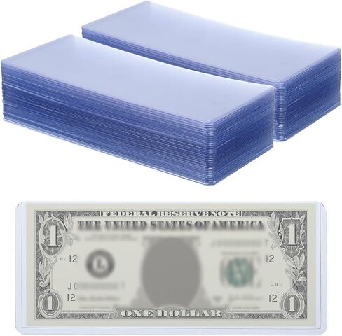 حاملات نقود باتيكل، 100 قطعة من حامل PVC للعملات المعدنية ذات التحميل العلوي للنقود، إطار فاتورة الدولار للفواتير العادية، 6.9 × 2.95 بوصة، أزرق in Saudi Arabia