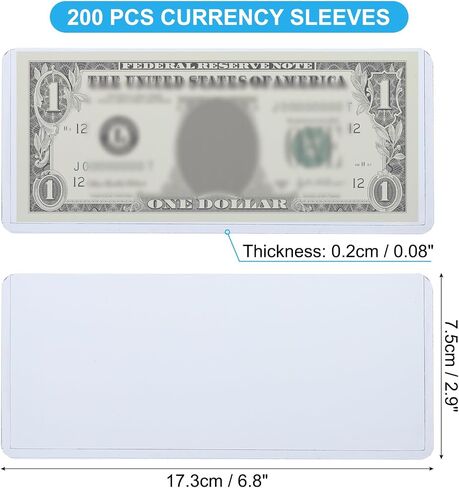 PATIKIL Bill Money Holders, 100 Pcs Top-Insert Currency PVC Holder for Cash Top-Load Sleeves Dollar Bill Frame for Regular Bills, 6.9 x 2.95 Inch, Blue in Saudi Arabia