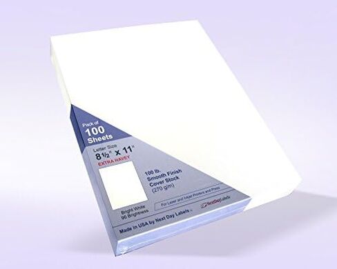 NextDayLabels - بطاقة غلاف بيضاء ناعمة رقمية ثقيلة، مقاس 8-1/2 × 11 حرف، 100 رطل، 270 جرامًا للمتر المربع (100 حزمة) in Kuwait