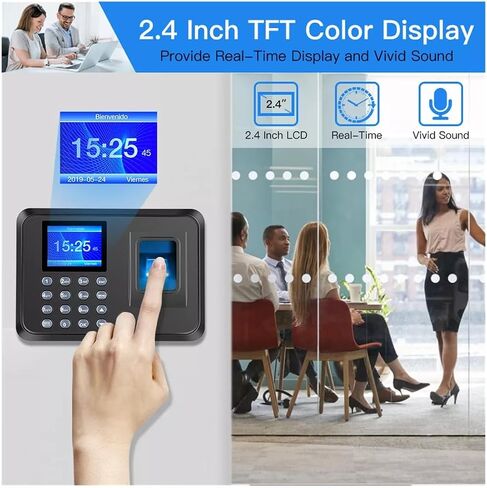 Fingerprint Checker, Password Entry Machine, 1000 Fingerprint Memory Biometric with 2.4 Inch Color Display - USB Flash Report in Saudi Arabia