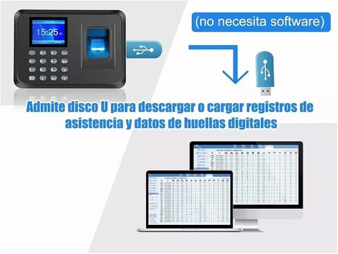 Fingerprint Checker, Password Entry Machine, 1000 Fingerprint Memory Biometric with 2.4 Inch Color Display - USB Flash Report in Saudi Arabia