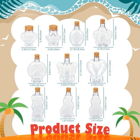 50 قطعة من زجاجات الرمل البلاستيكية لحاويات الرمل الفنية مع قمع بلاستيكية لتزيين حفلات الزفاف وأعياد الميلاد، 10 أنماط (سدادات الفلين) in Kuwait