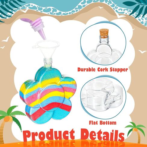 50 قطعة من زجاجات الرمل البلاستيكية لحاويات الرمل الفنية مع قمع بلاستيكية لتزيين حفلات الزفاف وأعياد الميلاد، 10 أنماط (سدادات الفلين) in Kuwait