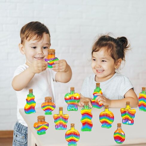 50 قطعة من زجاجات الرمل البلاستيكية لحاويات الرمل الفنية مع قمع بلاستيكية لتزيين حفلات الزفاف وأعياد الميلاد، 10 أنماط (سدادات الفلين) in Kuwait