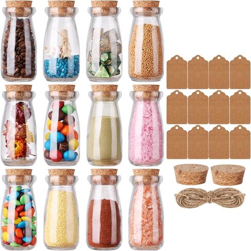 الجرار الزجاجية الصغيرة مع أغطية الفلين 3.4 أوقية، 12 حزمة زجاجات جرعة صغيرة مع سدادات الفلين، الجرار الصدف، قوارير زجاجية، جرة حبوب منع الحمل، جرة الإملائي، الجرار الزبادي، الجرار الزجاجية الصغيرة للنباتات، هدايا الحفلات in Kuwait