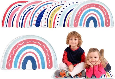 Yousoontic 6 Pcs Kids Crazy Carpet Seats Rainbow 18 x 11 Inches Carpet Kids Rug Children's Mats Colorful Soft Floor Cushions for Home School Classroom Story Time Marker Play Areas in Saudi Arabia