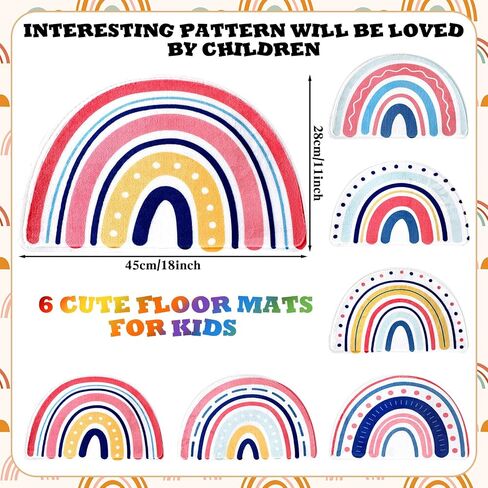Yousoontic 6 Pcs Kids Crazy Carpet Seats Rainbow 18 x 11 Inches Carpet Kids Rug Children's Mats Colorful Soft Floor Cushions for Home School Classroom Story Time Marker Play Areas in Saudi Arabia