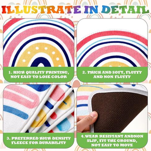 Yousoontic 6 Pcs Kids Crazy Carpet Seats Rainbow 18 x 11 Inches Carpet Kids Rug Children's Mats Colorful Soft Floor Cushions for Home School Classroom Story Time Marker Play Areas in Saudi Arabia