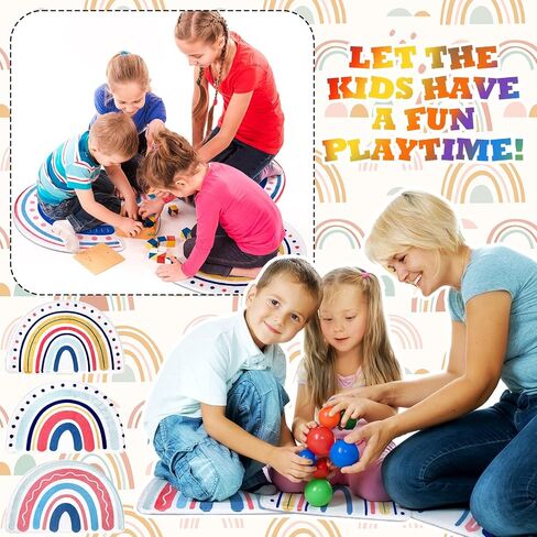 Yousoontic 6 Pcs Kids Crazy Carpet Seats Rainbow 18 x 11 Inches Carpet Kids Rug Children's Mats Colorful Soft Floor Cushions for Home School Classroom Story Time Marker Play Areas in Saudi Arabia